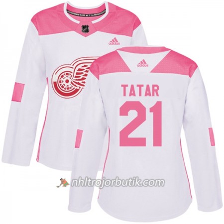 Dame Ishockey Detroit Red Wings Tröja Tomas Tatar 21 Adidas 2017-2018 Vit Rosa Fashion Authentic